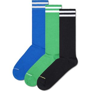 Happy Socks - 3-Pack Solid Sneakers - Blauw Groen Zwart - Enkelsokken