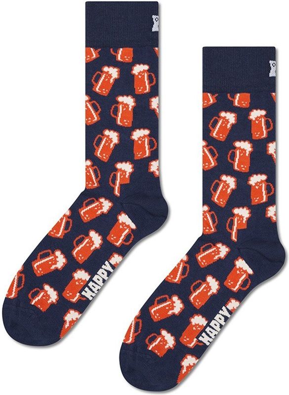 Happy Socks - Beer Navy - Huissokken - Hoog Model - Unisex - Versterkte Hiel en Teen