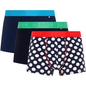 Happy Socks - 3-Pack Navy Big Dot Short Boxers - Heren - Ondergoed