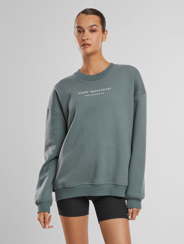Aim'n Sportsweater Serif - Grijsgroen