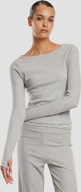 Aim'n - Ease - Sport T-shirt - Lichtgrijs Melange - Lange Mouwen