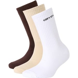 Aim'n - Sportsokken - Set van 3 - Wit Beige Donkerbruin