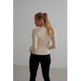 Aim'n - Functioneel Shirt - Beige/Wit - Lange Mouw - Normale Pasvorm