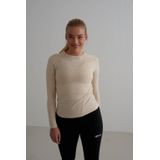 Aim'n - Functioneel Shirt - Beige/Wit - Lange Mouw - Normale Pasvorm