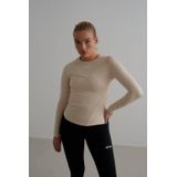 Aim'n - Functioneel Shirt - Beige/Wit - Lange Mouw - Normale Pasvorm