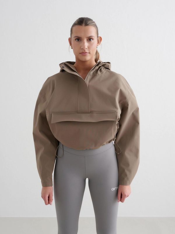 Aim'n - Sportjas - Crème - Met Capuchon - Rechte Zoom