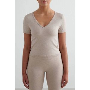 Aim'n - Seamless - Sportshirt - Beige - Korte Mouwen - V-hals
