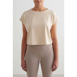 Aim'n - Sport T-shirt - Lichtbruin - Korte Mouwen - Ronde Hals