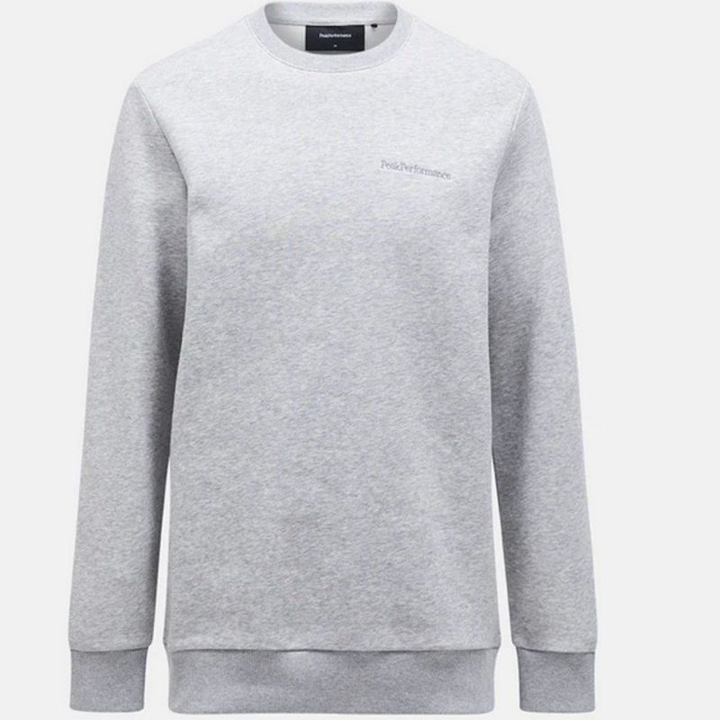 Peak Performance - Original Small Logo Crew - Trui - Med Grey Melange - Katoen/POL