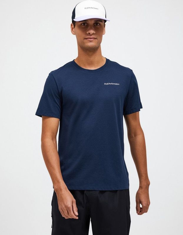 Peak Performance - Explore Logo Tee - T-Shirt - Blue Shadow - 65% Polyester 35% Katoen