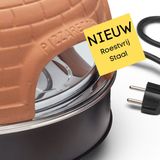 Emerio Pizzarette Origineel - 6 Persoons Pizza Oven - Handgemaakte Terracotta Koepel - 6 Geïsoleerde Bakspatels - RVS Bakplaat - Gourmetstel met Cool touch koepel - PO-115984 1200W