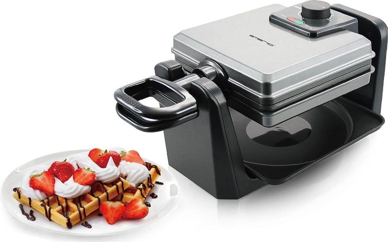 Emerio Wafelmaker - voor 4 Belgische wafels - met anti-aanbaklaag. - Wafelijzer - Zilver - Zwart