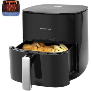 Emerio AF-131797.1 - grote digitale heteluchtfriteuse met dubbel verwarmingselement, niet meer tussentijds schudden en sneller klaar, 5,0 liter inhoud, 8 automatische programma's, Cool Touch, BPA-vrij, snel opwarmen, 2000 W