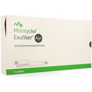 Exufiber AG+ - Wiek - 2x45cm - 5 Stuks - Steriel - Nonwoven Gelvormend