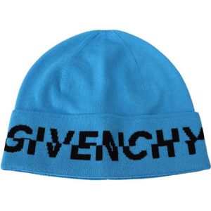 Givenchy, Logo Winter Beanie Hoed Blauw, Dames, Maat:ONE Size
