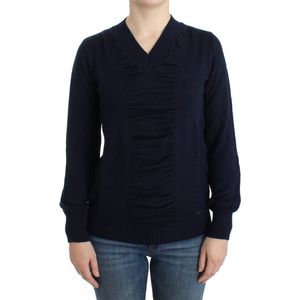 Costume National Donkerblauwe wollen trui met V-hals voor dames