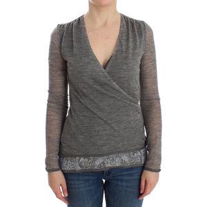 Ermanno Scervino - Grijze V-hals Trui - Wolmix - Dames