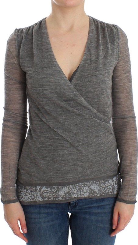 Ermanno Scervino - Grijze V-hals Trui - Wolmix - Dames