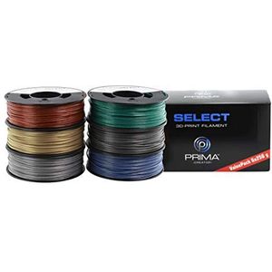 PrimaSelect PLA - 1.75mm - 6 x 250 g - Metallic Pack (Rood, Groen, Blauw, Zilver, Goud, Grijs)