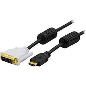 Deltaco HDMI naar DVI-kabel - FullHD tot 60Hz - HDMI naar DVI-D Single - 3 meter - zwart/wit - 7340004618034