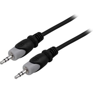 Deltaco MM-150 - 3,5 mm - 2 m - Zwart - Grijs (2 m, 3,5 mm aansluiting (AUX)), Audiokabel