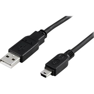 DELTACO USB-23S, USB 2.0 naar Mini USB kabel, zwart, 0,5m