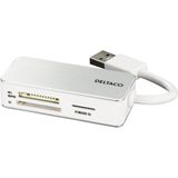 Deltaco - UCR-147 - Kaartlezer - Zilver, Wit - USB 3.2 Gen 1 - 3 Slots