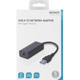 Deltaco USB3-GIGA5 USB 3.1 Naar Gigabit Ethernet Adapter Zwart