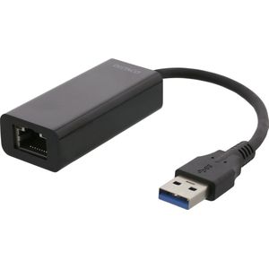 Deltaco USB3-GIGA5 USB 3.1 Naar Gigabit Ethernet Adapter Zwart