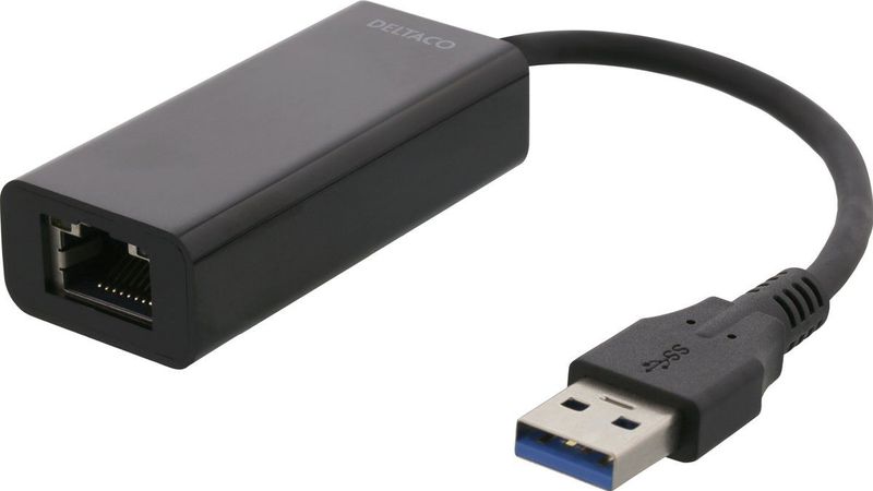 Deltaco USB3-GIGA5 USB 3.1 Naar Gigabit Ethernet Adapter Zwart