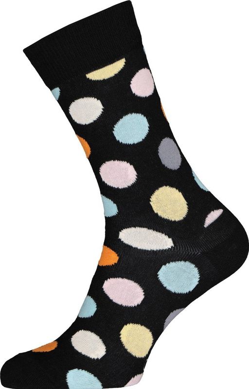 Happy Socks - Big Dot - Sokken - Zwart/Multi - Natuurlijk Materiaal