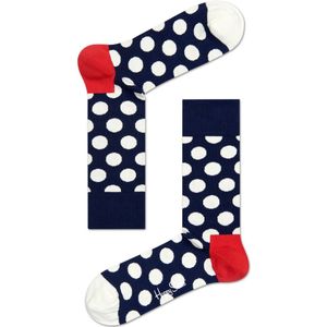 Happy Socks Big Dot Sokken - Donkerblauw/Wit - Maat 41-46