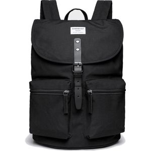 Sandqvist Roald Backpack black with black leather backpack