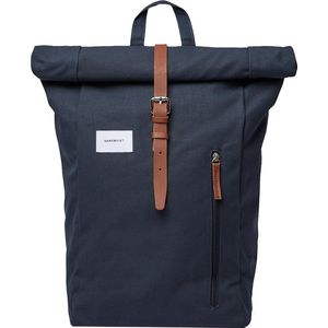 Sandqvist Dante Backpack navy with cognac brown leather backpack