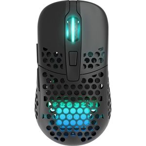 Xtrfy M42 Gaming-muis, draadloos, super licht en geoptimaliseerd voor e-sport, met 2,4 GHz radio en RGB-verlichting, verstelbare modulaire behuizing met 2 maten, oplaadbaar, zwart