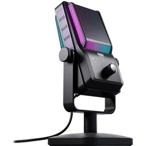 CHERRY XTRFY NGALE R, Premium USB-Microfoon voor Opnemen, Gamen en Streamen, Cardioïde, Plug & Play, Low-Cut Filter, RGB-Verlichting, Retro-Ontwerp, Zwart