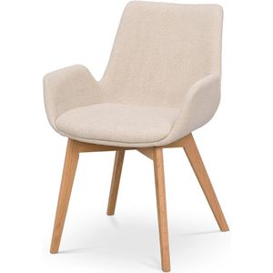 Rowico Home Drimsdale Eetkamerstoel Beige - Eiken Onderstel - Stof - Houten Poten - Scandinavisch - Comfortabel