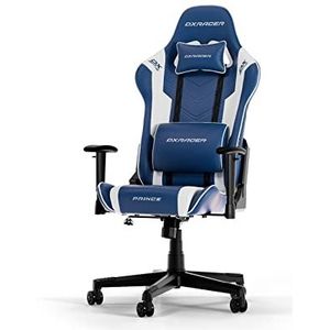 DXRacer (Het Origineel) Prince P132 Gamingstoel, Kunstleer, Blauw-Wit, Tot 185 cm