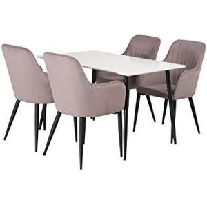 Venture Home GR899 Comfort & Polar Essen Tabelle mit 4 Stühle, 120 cm Länge x 80 cm Weite x 75 cm Höhe, Weiß/Schwarz/Rosa