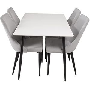 Venture Home GR895 Leone & Polar Essen Tabelle mit 4 Stühle, 120 cm Länge x 80 cm Weite x 75 cm Höhe, Weiß/Schwarz/Grau