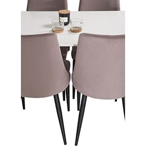 Venture Home GR894 Leone & Polar Essen Tabelle mit 4 Stühle, 120 cm Länge x 80 cm Weite x 75 cm Höhe, Weiß/Schwarz/Rosa