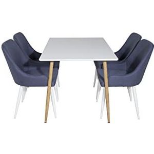 Venture Home GR20020 Plaza & Polar Essen Tabelle mit 4 Stühle, 120 cm Länge x 75 cm Weite x 80 cm Höhe, Weiß/Eiche/Blau
