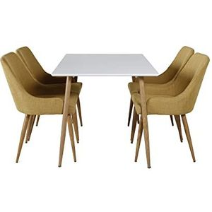 Venture Home GR25100-666 Plaza & Polar Essen Tisch mit 4 Stühle, 120 cm Länge x 80 cm Weite x 75 cm Höhe, Weiß/Gelb