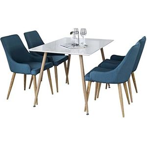 Venture Home GR25200-666 Plaza & Polar Essen Tisch mit 4 Stühle, 120 cm Länge x 80 cm Weite x 75 cm Höhe, Weiß/Blau