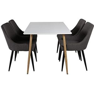 Venture Home GR25400-666 Plaza & Polar Essen Tisch mit 4 Stühle, 120 cm Länge x 80 cm Weite x 75 cm Höhe, Weiß/Dunkel Grau