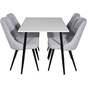 Venture Home GR20049 Polar & Velvet Deluxe Essen Tabelle mit 4 Stühle, 120 cm Länge x 75 cm Weite x 80 cm Höhe, Weiß/Schwarz/Hellgrau