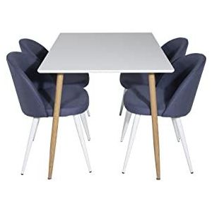 Venture Home GR20022 Polar & Velvet Essen Tabelle mit 4 Stühle, 120 cm Länge x 75 cm Weite x 80 cm Höhe, Weiß/Eiche/Blau