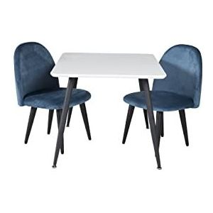 Venture Home GR18059 Velvet & Polar Essen Tisch mit 2 Stühle, 80 cm Länge x 60 cm Weite x 51 cm Höhe, Weiß/Blau