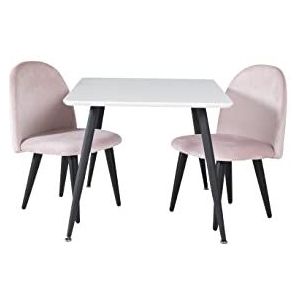 Venture Home Velvet & Polar eettafel met stoelen, wit/roze, 80 x 60 x 51 cm