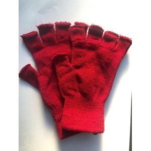 Vingerloze verkleed handschoenen voor volwassenen - bordo rood - Unisex - Gebreid - '80s / jaren 80 - Witte handschoen zonder vingers - Voor dames en heren